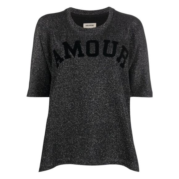 ZADIG & VOLTAIRE Portland Amour Glitter Top in Black XS - Picture 1 of 9
